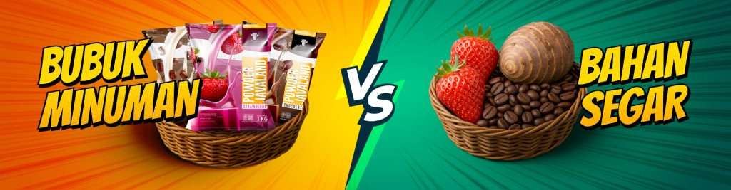 Banner Bubuk Minuman vs Bahan Segar - Keunggulan untuk Bisnis Minuman.